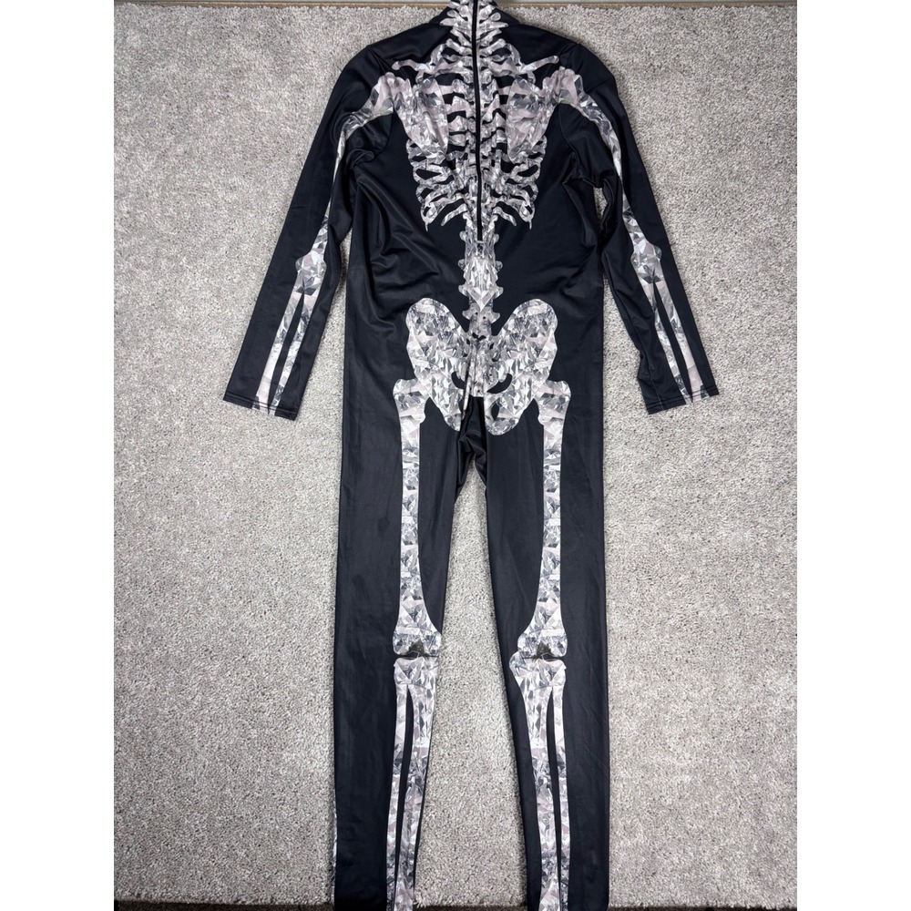 Womens Skeleton Costume Jumpsuit Full Body Halloween Spooky‎ Print XL